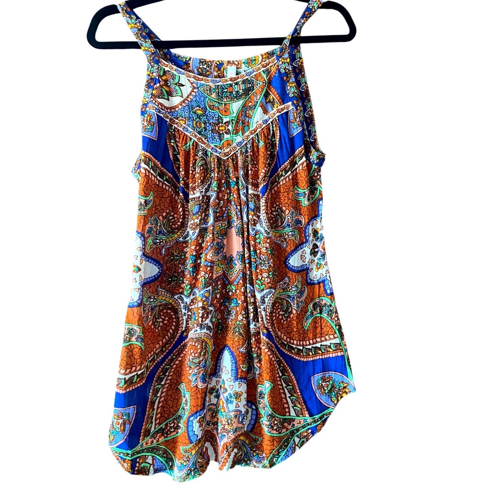 RAGA Retro‎ Vibes Tank Paisley Print Sleeveless Casual Top Size S NWT